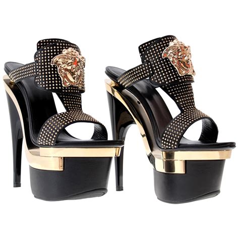 white and gold versace heels|Versace platform heels price.